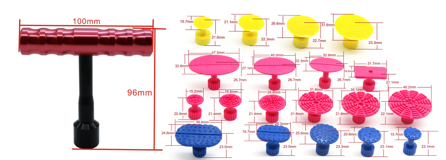 BT181012 T Bar Car Paintless Dent Repair Tools With 19pcs Glue Tabs -7