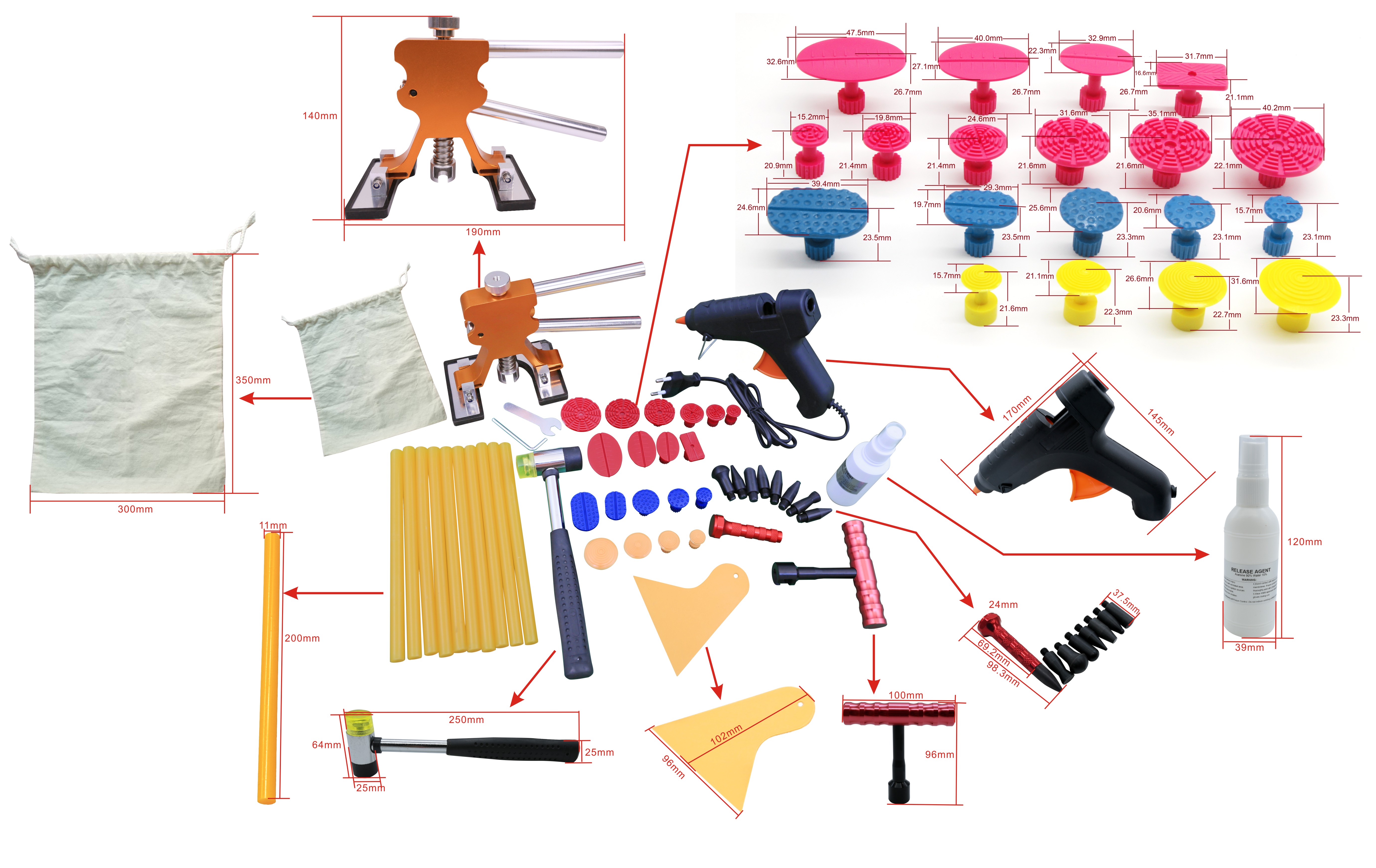 BT20001 Paintless Dent Repair Tools Dent Tool Kit Auto Repair Tool Set-2